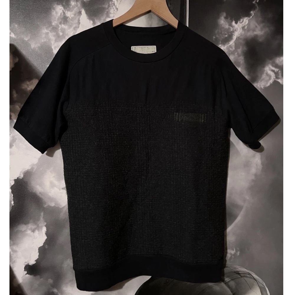 Rare Sacai Wool Blend Designer mens TShirt Fall 2012 Navy Size 1 S/M Chest 39"